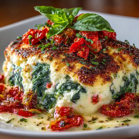 A plate of food with spinach and tomatoes.