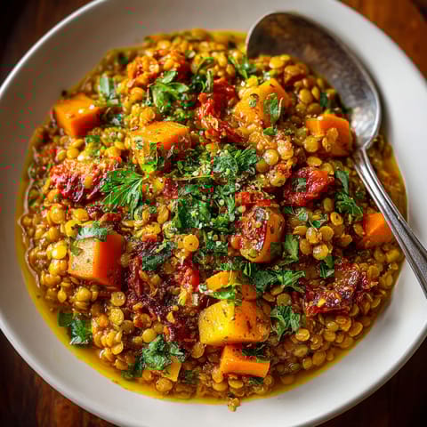 A bowl of food with a spoon in it.