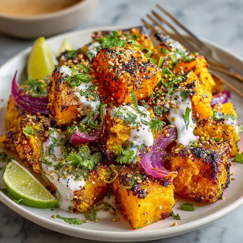 A plate of food with a fork and a bowl of sauce.