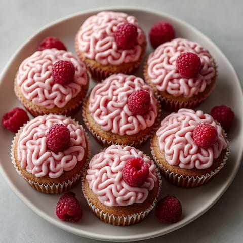 Pink Brain Muffins with Raspberries and Mascarpone.
