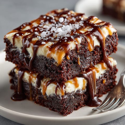 A plate of chocolate cake with caramel drizzle.