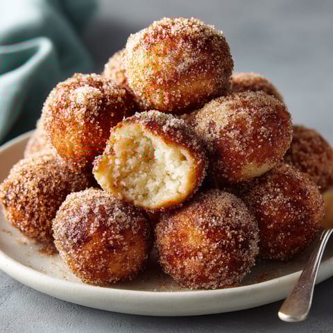A plate of doughnuts with sugar on top.