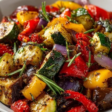 Vibrant Easy Oven Ratatouille: Imagine tender eggplant, zucchini, and peppers, kissed with oven heat.