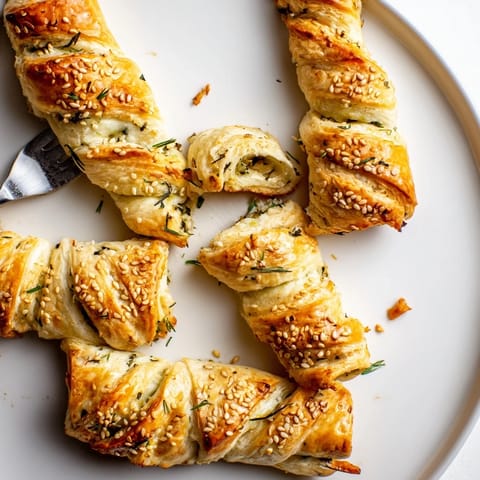 Delicious vegan Camembert sablé twists served warm, perfect for party appetizers.  