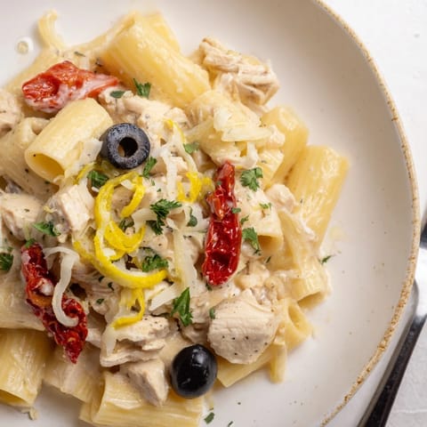 Poulet crémeux pâtes provençales