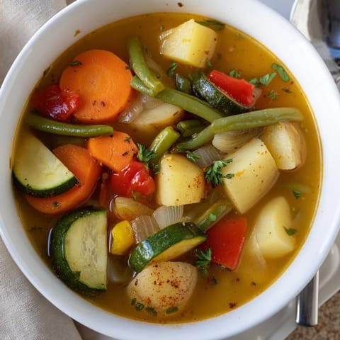 Soupe ail et légumes rôtis