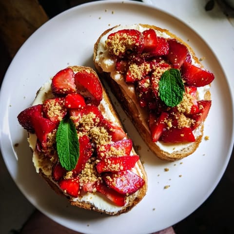 Cheesecake fraises toast