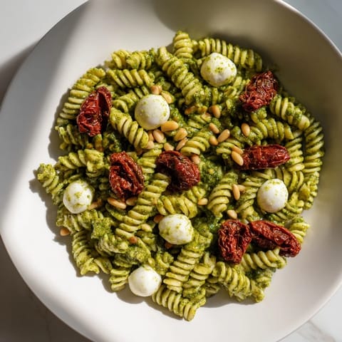 Pâtes au pesto et mozzarella