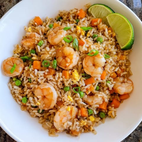 Crevette ail riz sauté