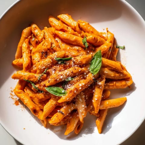 Pâtes aux piments rouges crémeux