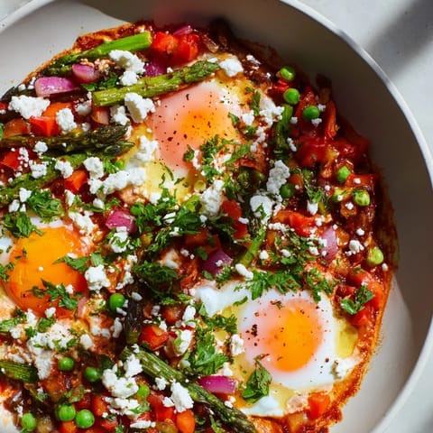 Chakchouka aux pois et asperges