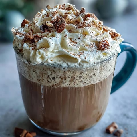 Boisson chai de Noël chaude et crémeuse, avec épices aromatiques et crème fouettée maison.  