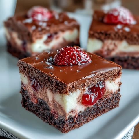 Brownies chocolat fraise cheese
