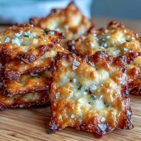 Petits carrés de craquelins maison, parsemés d'ail et parmesan, parfaits pour l'apéro ou les plateaux de charcuterie.  