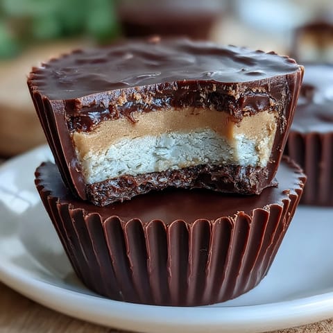 Tasses chocolatées au beurre de cacahuète et yaourt grec, un snack protéiné et gourmand sans culpabilité.  