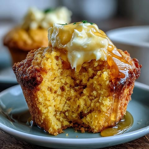 Des muffins de pain de maïs moelleux et tendres, parfaits pour les barbecues ou les baby showers, servis avec du beurre de miel crémeux.