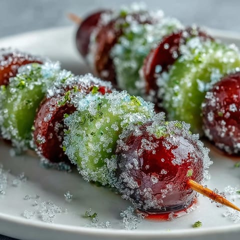 Brochettes raisin sucre citron vert