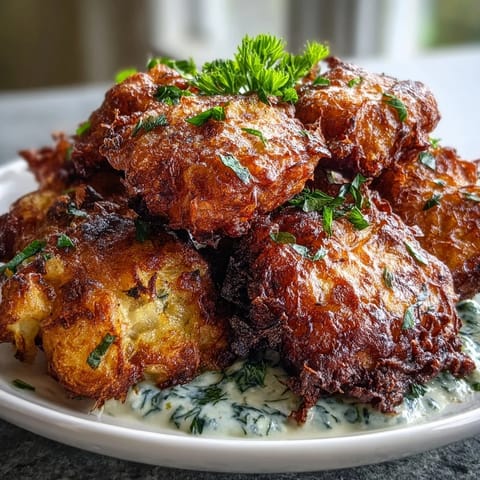 Beignets pissenlits sauce herbes