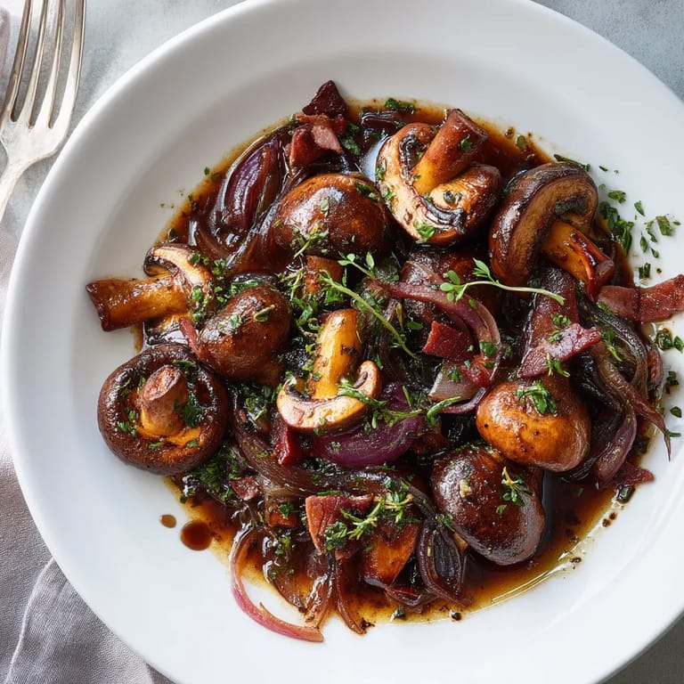 Une assiette de viande avec des légumes et des champignons.