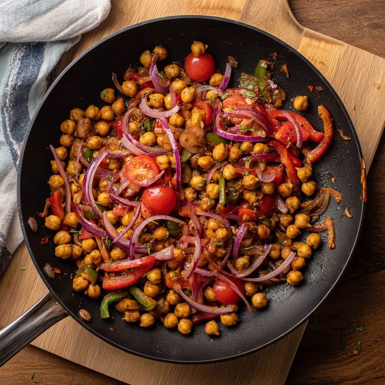 Une poêle noire contenant une salade de légumes.