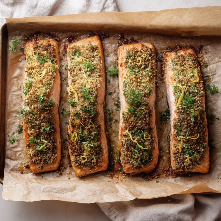 Quatre filets de saumon sur une feuille de papier.