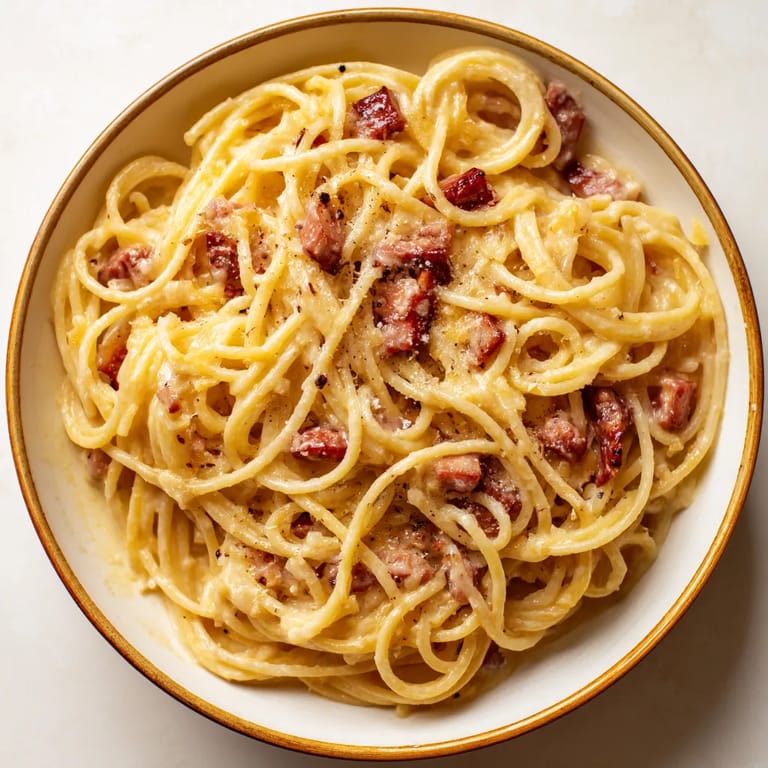 Une assiette de spaghetti avec des morceaux de viande.