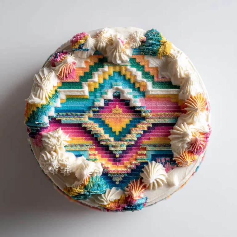 Une cake coloré avec des motifs 3D-printés.