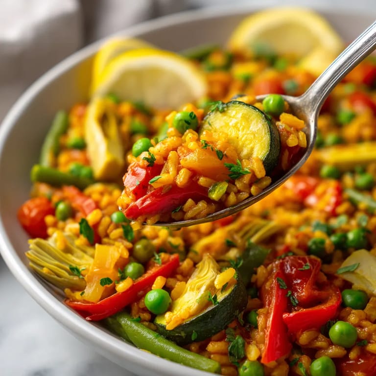 Une paella de verduras est servie dans un bol.