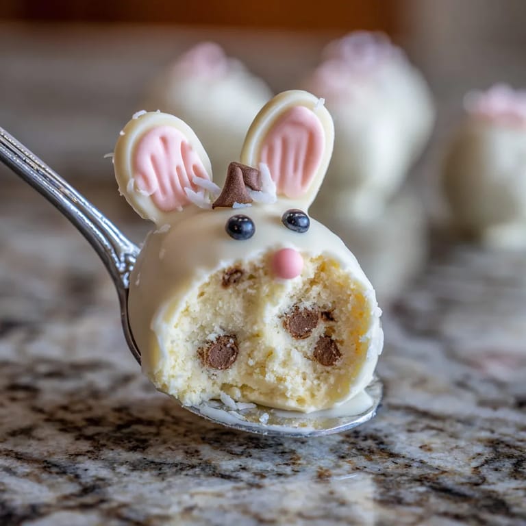 Une petite brioche en forme de lapin est sur une fourchette.