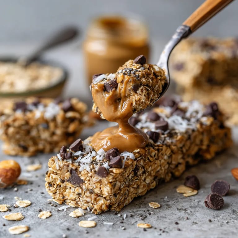 Une image de céréales avec du chocolat fondu dessus.