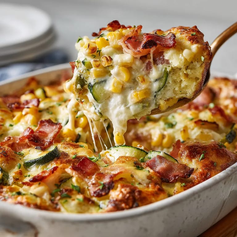 Une pâte de pizza avec des légumes et des bacon.