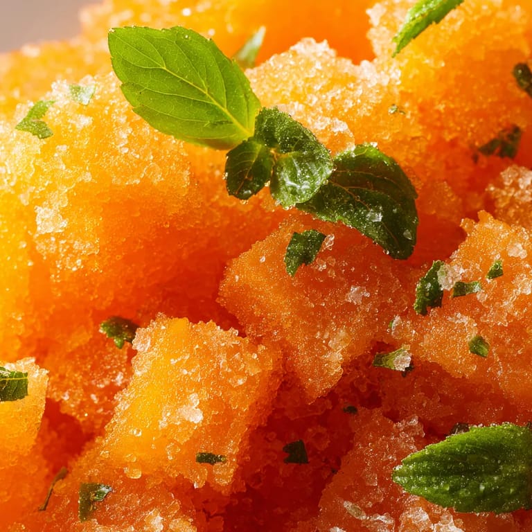 Une image de fruits congelés avec des feuilles de menthe.