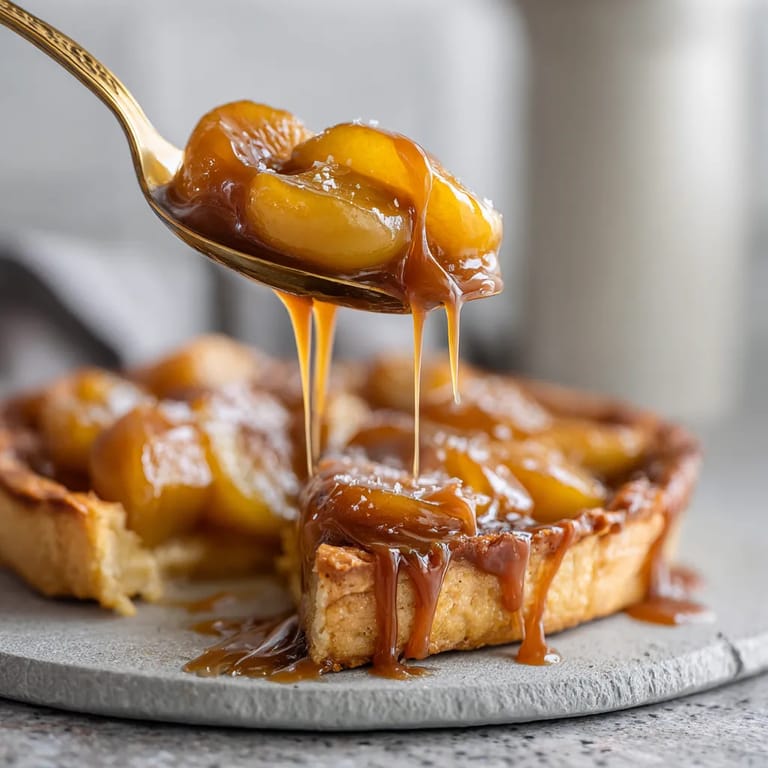 Une tartine de crêpes trempée dans du caramel.