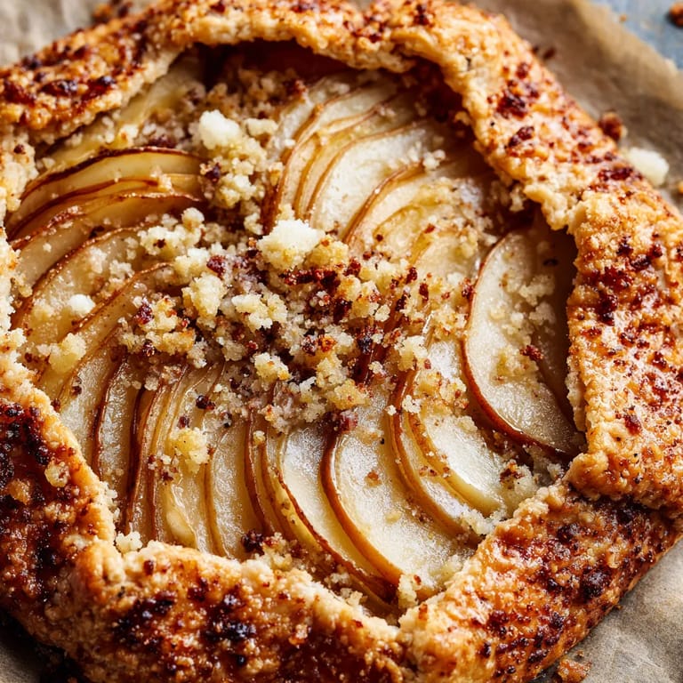 Une tarte aux pommes est servie sur une feuille de papier.