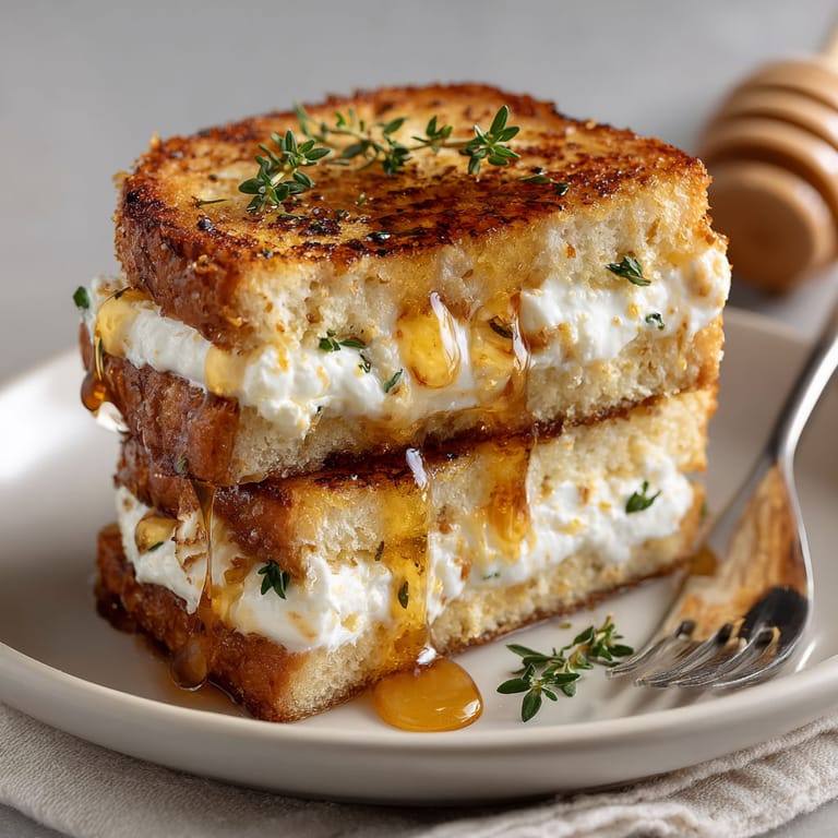 A stack of sandwiches with white cheese and sauce.