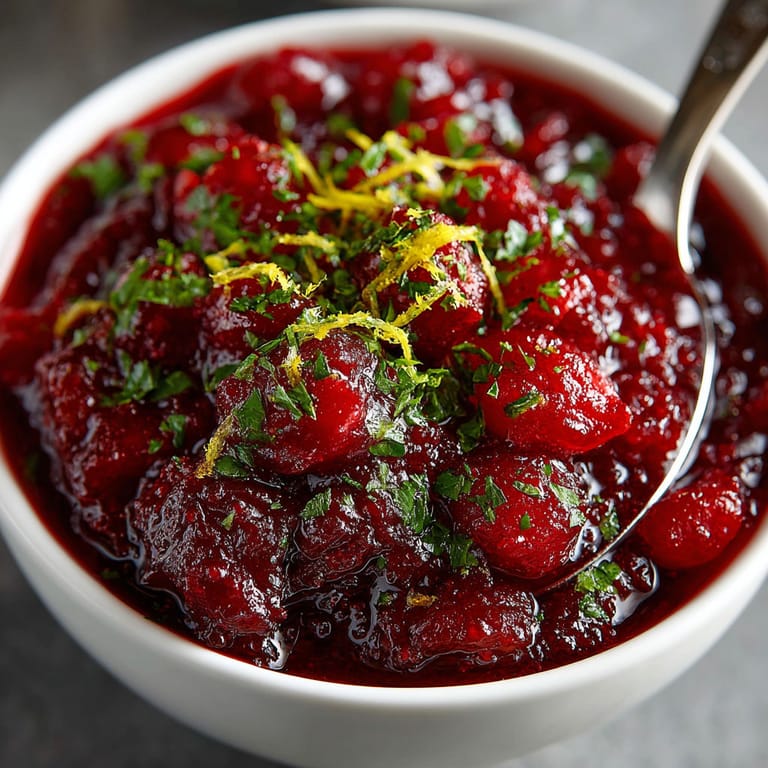 A bowl of red soup with orange slices on top.