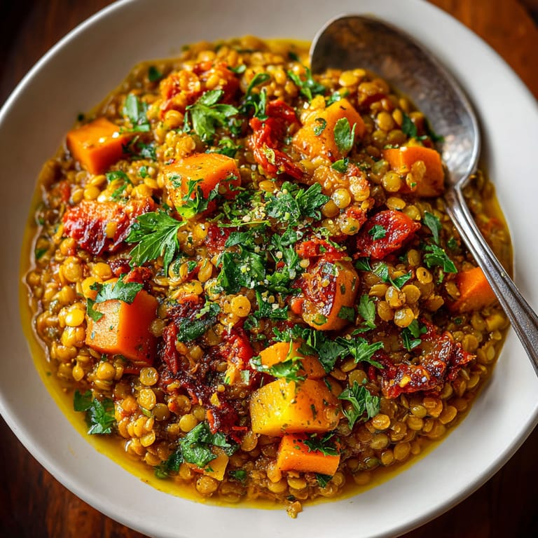 A bowl of food with a spoon in it.
