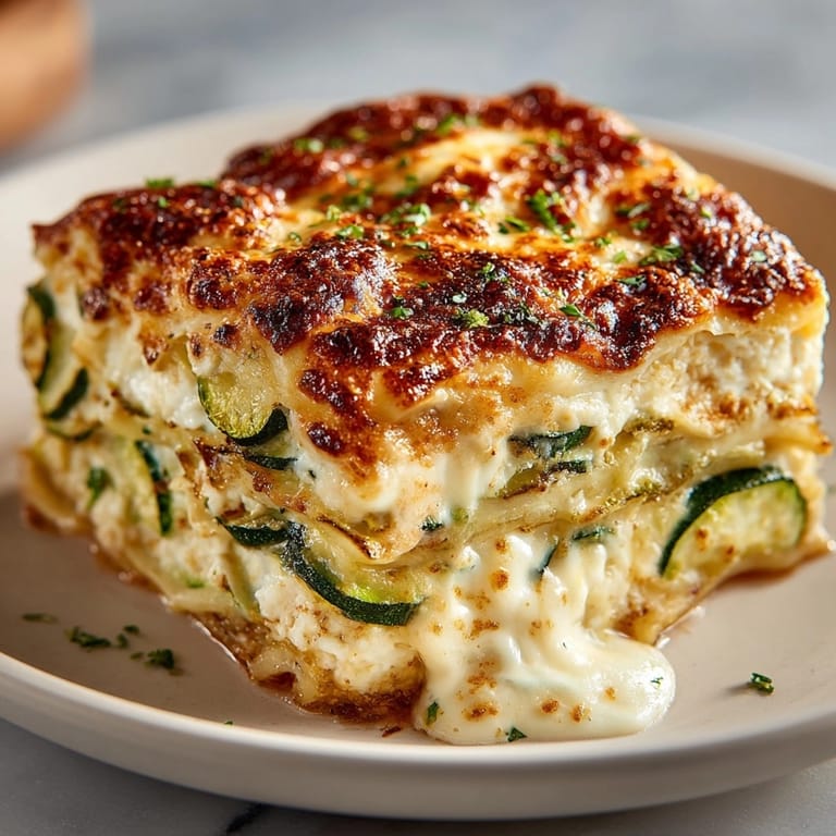 Lasagnes aux courgettes et feta, des couches succulentes de légumes et de fromage fondu.