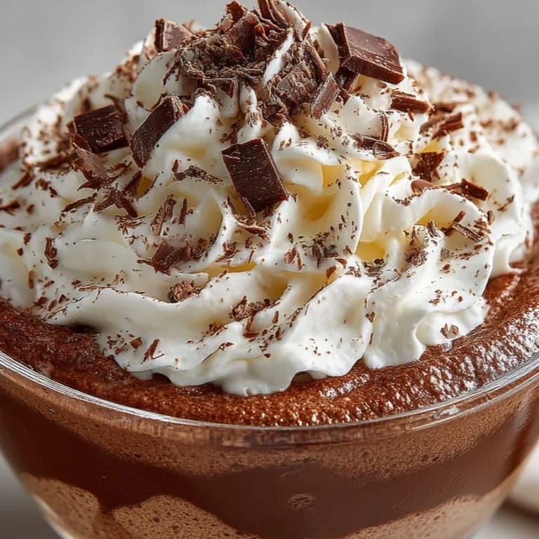 Une lumière plumeuse Mousse au chocolat légère dans un verre clair, décorée de délicats copeaux de chocolat.