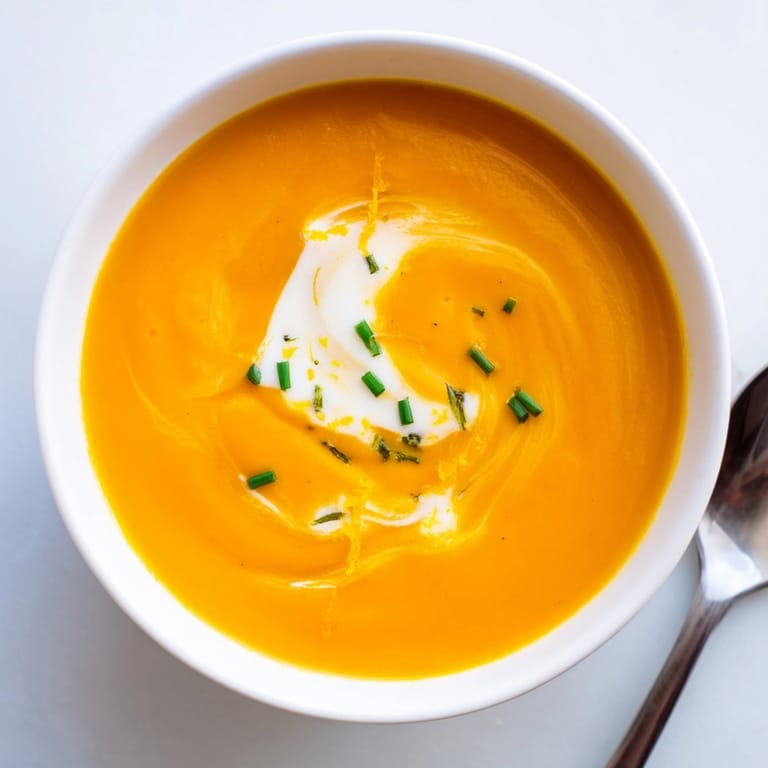 Une portion réconfortante de soupe de carottes et orange, parfaite pour une froide journée.
