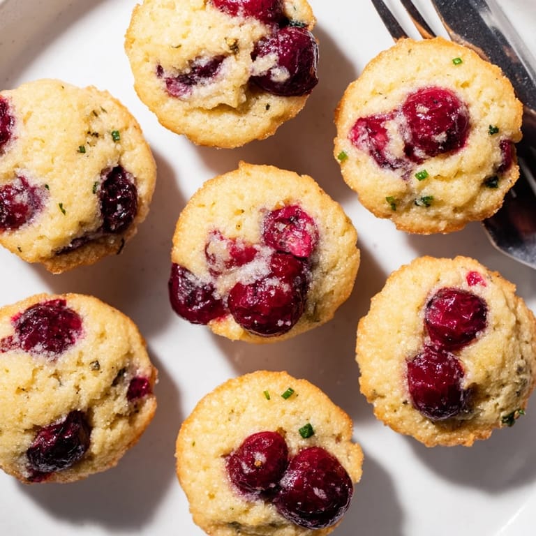 Une élégante collation salée de madeleines à la cerise, gin et vermouth.  