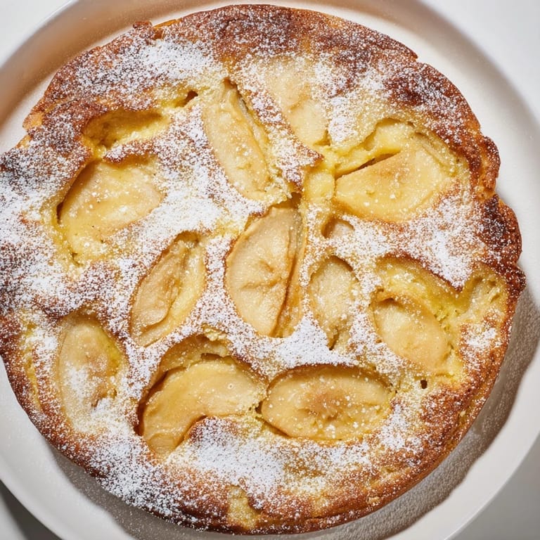Sweet and simple Apple or Pear Clafoutis, boasting sliced fruit and a luscious custard batter.