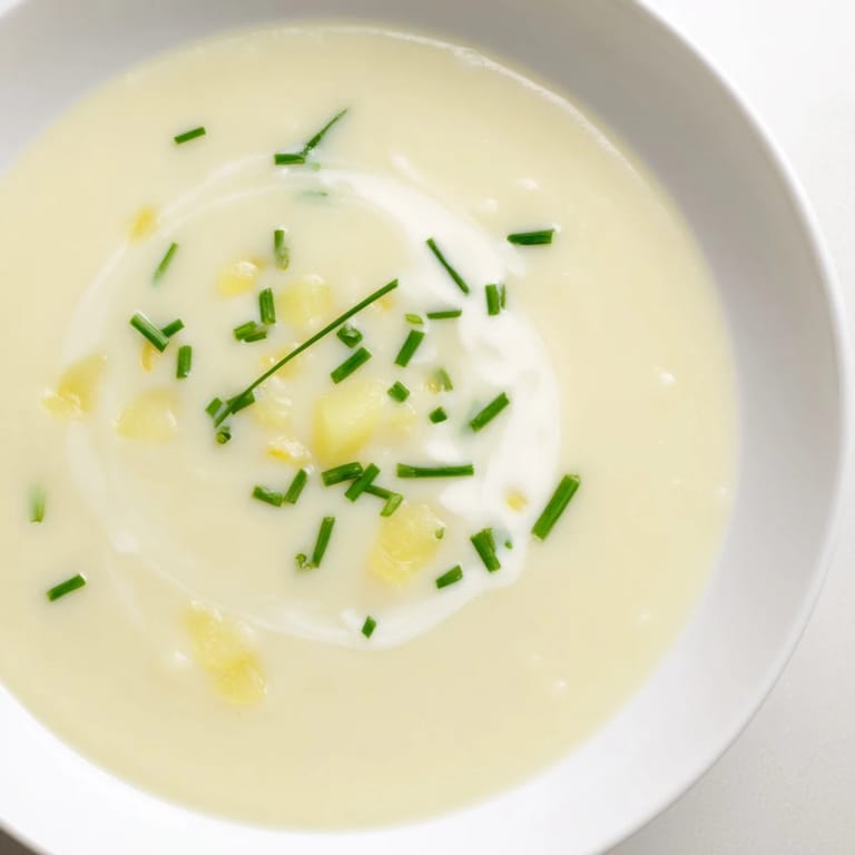 A smooth, velvety blend: homemade Leek and Potato Soup perfect for a cozy dinner.