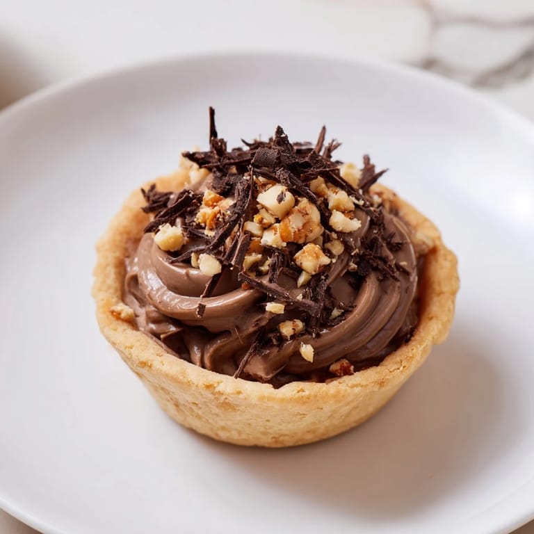 Golden-baked Quick Crème de Marron Shortbread Cups, topped with chopped nuts, perfect for tea time.