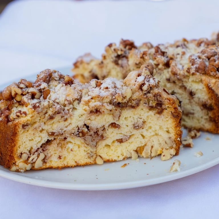 Dusting powdered sugar over a freshly baked Budget French Walnut Cake for an elegant treat.