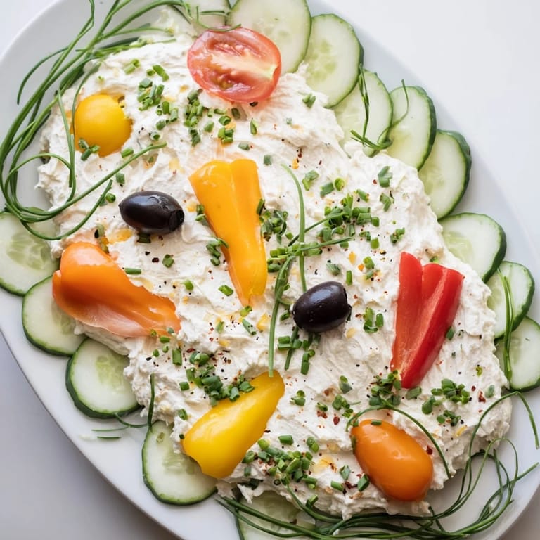 Creamy Christmas Lights Appetizer Spread with colorful peppers and tomatoes, ready to serve with crackers.