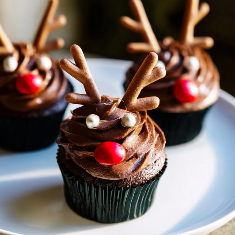 Holiday dessert: A close-up of the Reindeer Holiday Dessert Platter featuring adorable reindeer treats and mousse.