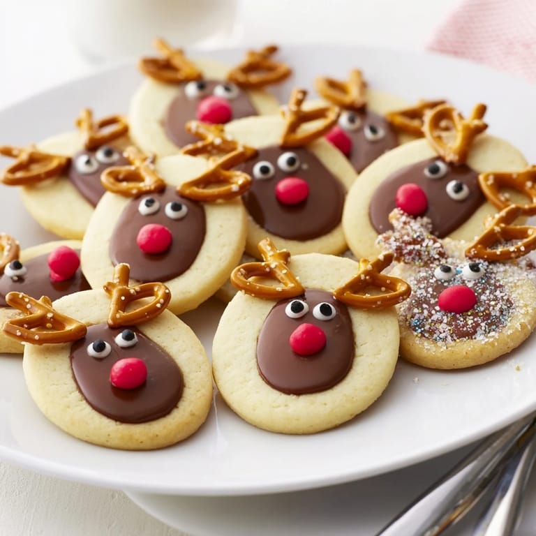 Close-up of a delightful Santa's Reindeer Cookie Platter, showcasing festive, delicious cookie designs.