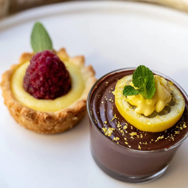 Glimmering Assiette de Desserts Starry Delight plated with gold dust, berries, and a medley of lovely French pastries.