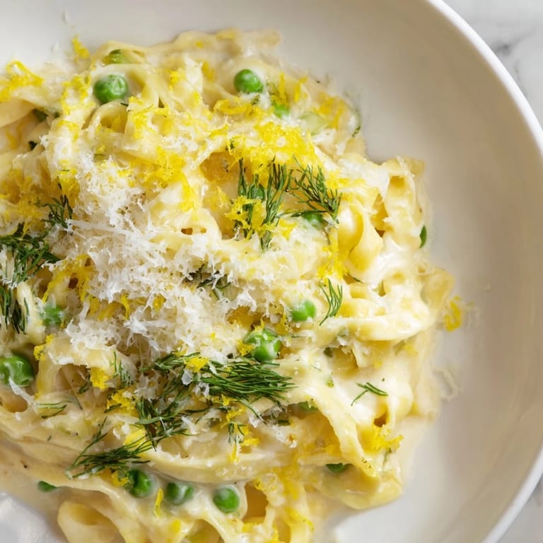 Perfectly plated Creamy Dill Pasta, showcasing the creamy sauce and fresh dill garnish.